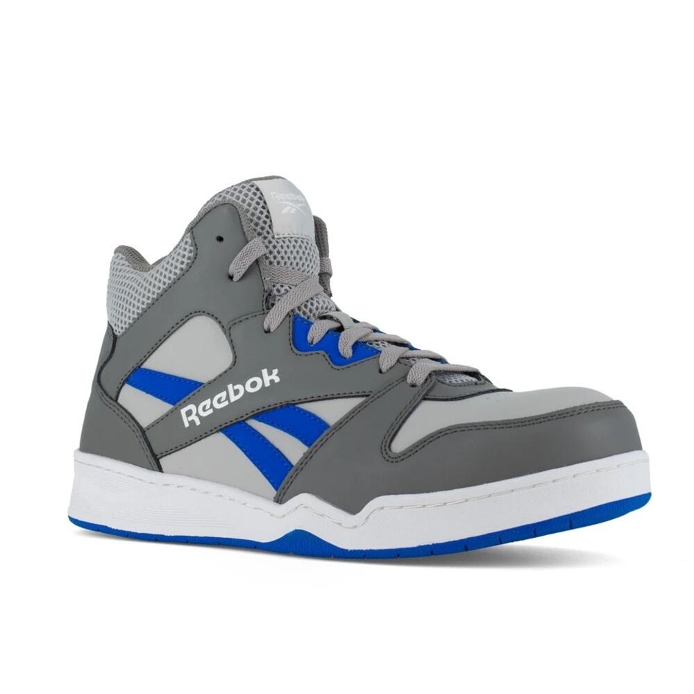Reebok Men's High Top Work Sneaker Grey & Cobalt Blue Size 13 13M